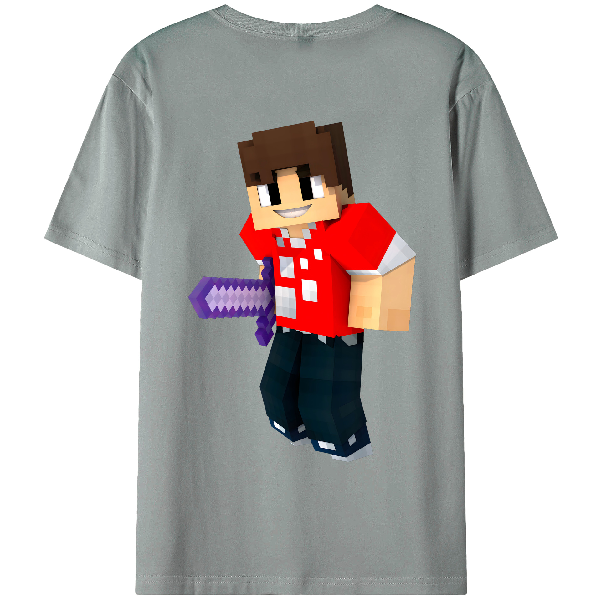 （画像用） マインクラフト ブロックの世界 Minecraft MC Block world 綿100％ メンズ半袖Tシャツ（バックプリント） 通気性
